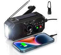 Radio FM Portatile di Emergenza Con Dinamo e Pannello Solare Torcia LED Survival
