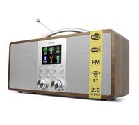 Radio Internet Lemega IR6 con podcast e streaming Bluetooth,radio DAB+/FM stereo,doppio altoparlante 2.0,150 stazioni preimpostate,sveglia,batteria ricaricabile (Noce)