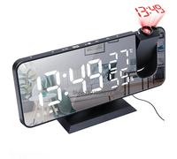 Radio LED Digital Smart Alarm Clock orologio da tavolo orologi da tavolo elettronici USB Wake Up Clock con proiettore a 180 ° Snooze black