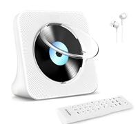 Radio Lettore CD Bluetooth con Altoparlante HiFi Incorporato, Telecomando, Schermo a LED, Timer per Il Sonno, AUX/USB, Radio Lettore CD per Auto, Bianco