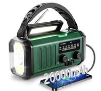 Radio Manovella Emergenza 20000mAh, Radio Solare Portatile Ricaricabile, Funzione Torcia Elettrica e Lampada da Lettura, Allarme SOS, Power Bank per Uso Esterno e può Caricare Gli Smartphone