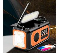 Radio meteorologica AM/FM/NOAA da 12000 mAh con 2 pannelli solari Lampada da lettura radio di emergenza portatile a manovella solare per campeggio all'aperto