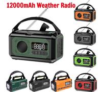 Radio meteorologica AM/FM/NOAA da 12000 mAh con 2 pannelli solari Lampada da lettura radio di emergenza portatile a manovella solare per campeggio all'aperto