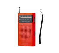 Radio portatile a banda completa, compatta, AM/FM, con puntatore, tascabile, rossa