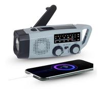 Radio portatile a batteria sopravvivenza, kit di sopravvivenza, emergenza militare, FM/AM, radio di emergenza con ricarica solare, radio dinamo a manovella con lampada tascabile, 2000 mAh Powerbank