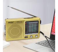 Radio portatile AM/FM, radio a banda completa, mono, chip di elaborazione digitale, alimentazione a batteria, lunga durata della batteria, funzione sveglia e spegnimento automatico, stile retrò a band