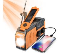 Radio portatile con doppio pannello solare e batteria a lunga durata, completa di power bank da 5000 mAh, supporta le frequenze AM e FM, per uso