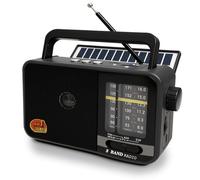 Radio Portatile con Pannello Solare e Batteria 1200mAh, Ricevitore AM/FM/SW con Altoparlante 8W/TWS/USB/TF, Radio Bluetooth Ricaricabile per Camping, Emergenza e Esterno (grigio)