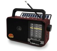 Radio Portatile con Pannello Solare e Batteria 1200mAh, Ricevitore AM/FM/SW con Altoparlante 8W/TWS/USB/TF, Radio Bluetooth Ricaricabile per Camping, Emergenza e Esterno (rosso)