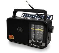 Radio Portatile con Pannello Solare e Batteria 1200mAh, Ricevitore AM/FM/SW con Altoparlante 8W/TWS/USB/TF, Radio Bluetooth Ricaricabile per Camping, Emergenza e Esterno (nero)