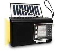 Radio Portatile con Pannello Solare e Batteria 1200mAh, Ricevitore AM/FM/SW1-6 con Altoparlante 8W/TWS/USB/TF, Torcia, Radio Bluetooth Ricaricabile per Camping, Emergenze, Esterno