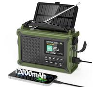 Radio Portatile DAB/DAB+/FM con Display a Colori da 2,4", Radio Manovella con Pannello Solare da 8500 mm², Batteria Ricaricabile, Uscita Cuffie, 80 Stazioni Preimpostate, per Ourdoor, Emergenza