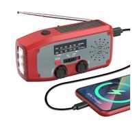 Radio Portatile, Dolucky Ricaricabile Notfall weltempfänger testsiege mit LED-Taschenlampe, SOS-Alarm,AM/FM Wetter Wind Up Solar Radio mit 2000mAh Akku für Notladung von Smartphone-Rote