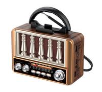 Radio portatile retrò, 16,6 x 7,5 x 13 cm, banda completa, FM/AM/SW, piccola, vintage, ricaricabile, con supporto per telefono e supporto AUX, per interni ed esterni (marrone)