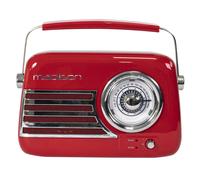 RADIO PORTATILE STILE VINTAGE BLUETOOTH USB FM 30W MADISON ROSSA RICARICABILE