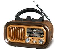 Radio Portatile Vintage FM/AM(MW)/SW, Radiolina Portatile con Bluetooth,Radio Portatile Ricaricabile da 1200 mAh,Supporta TF Card/USB MP3 Player