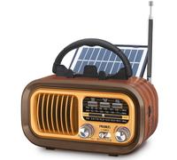 Radio Portatile Vintage Fm/Am/Sw,Radiolina Bluetooth Retro Piccola,Radio Solare