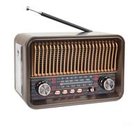 Radio retrò con BT5.4 e MP3, batteria 10H antenna telescopica USB TF, per casa, campeggio, viaggi, ascolto all'aperto per tempo libero (marrone)
