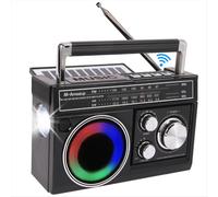 Radio retrò solare per esterni, multifunzione, Bluetooth, FM, AM, con lettore di emergenza, radio per la prevenzione dei disastri, con illuminazione