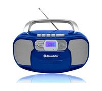 Roadstar RCR-4635UMP/BL Radio CD Portatile Cassette, Radio Digitale PLL FM, Boombox Lettore CD-MP3, USB, AUX-IN, Uscita cuffie, Blu