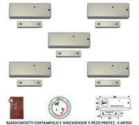 Radio Sensore 433,92 MHz Sismico Magnetico CM20VR Bianco 5 Pz SydraGSM Antifurto
