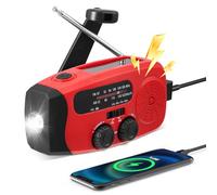 Radio Solare Meteo AM/FM/WB, Radio Portatile Ricaricabile Power Bank 2000mAh, Radio a Manovella con Torcia LED, SOS e Altoparlante per Emergenze, Escursioni e Campeggio