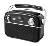 Radio solare portatile MEDION E66809 DAB Plus (design retrò, pannello solare, Bluetooth, DAB+ FM, batteria ricaricabile integrata, porta USB, AUX, spegnimento temporizzato, antenna telescopica) nera