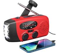 Radio Solare Wind Up, Radio Meteo Portatile AM/FM/WB Con Torcia LED E Batteria O