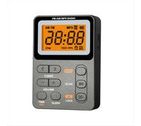 Radio tascabile AM FM con display LED multifunzione, radio portatile con ricarica di tipo C, jack da 3,5 mm per sport all'aria aperta, grigio