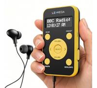 Radio Tascabile LEMEGA PR1L DAB/FM,Ricaricabile,Blocco Tasti | 40 stazioni memorizzabili,display LCD,solo 65 g,fino a 12 ore di autonomia della batteria,radio da viaggio,cordino,USB-C