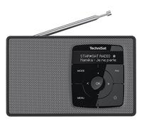 TechniSat DIGITRADIO 2 - Radio portatile DAB+/FM con batteria (con streaming audio Bluetooth, sveglia, display OLED, presa per cuffie, altoparlante 1 W RMS), nero/argento