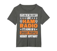 Radioamatori Smart People Hobby Anyway Operatore Radio Maglietta, Donna Plus-Size, Asfalto, 5X