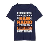Radioamatori Smart People Hobby Anyway Operatore Radio Maglietta, Donna Plus-Size, Navy, 3X
