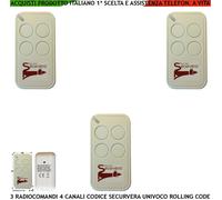 Radiocomando 3 Pezzi Telecomando FR. 433,92 MHz Securvera 4 Canali Apre Cancello