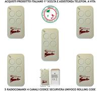Radiocomando 5 Pezzi Freq. 433,92 MHz 4 Canali Rolling Code Sicurezza Securvera