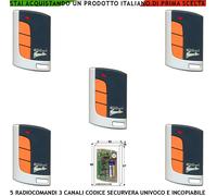 Radiocomando 5 Telecomandi Freq. 433,92 MHz Codice Sicurezza 3 Canali Securvera