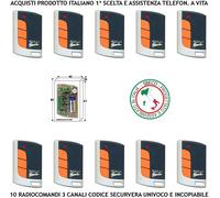 Radiocomando Fr 433,92 MHz 10 Telecomandi 3 Canali Rolling Code Securvera 64 Bit