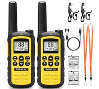 Radioddity PR-T6 Walkie Talkie Bambini PMR446 Radio Bidirezionale Ricaricabile a Lungo Raggio con VOX, Ricarica USB-C, Torcia Elettrica, Suricolare per il Campeggio e l'escursionismo, 2 Pacchi(Giallo)