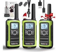 Radioddity PR-T8 Walkie Talkie per bambini, radio PMR446 ricaricabile a lungo raggio con chiamata di gruppo, batteria da 2000 mAh, ricarica USB-C, per escursionismo e campeggio, confezione da 3 pezzi
