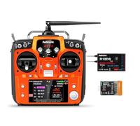 Radiolink AT10II 12 Canali Trasmettitore e Ricevitore RC R12DS 2,4 GHz Radio Telecomando Radiocomando con ricevente Telemetria della Tensione dell'Aeromobile (modalità 2 Mancini, Menu Inglese)