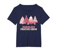 Radiologia Festive Crew Infermiera Natale Maglietta, Donna Plus-Size, Navy, 4X