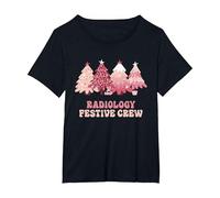 Radiologia Festive Crew Infermiera Natale Maglietta, Donna Plus-Size, Nero, 4X