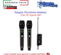 Radiomicrofono Doppio Palmare Wireless Audiodesign PMU 601D UHF 2 Canali