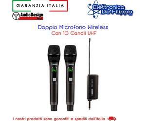 Radiomicrofono Doppio Palmare Wireless Audiodesign PMU 601D UHF 2 Canali