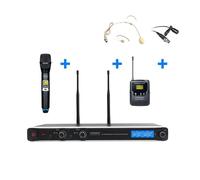 Radiomicrofono UHF doppio palmare bodypack ricevitore 2 canali 30mW - DEFINITIVE AUDIO 4910_DA_UHF_MHPT20