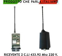 Radioricevente 2 canali 433,92 MHz Codice fisso Rolling C. Automatismi Antifurto