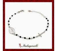 Radioso Bracciale Rosario Donna Argento 925 Rodiato Oro Bianco Regalo