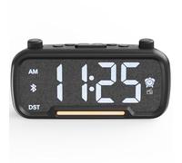 Radiosveglia Digitale da Comodino, FM Radio Sveglia con Luce Noctturna, Altoparlante Bluetooth, Porta USB & Type C, Snooze, Volume e Luminosità Regolabili, Sveglia per Sordi | Bambini | Adolescenti
