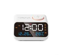 Radiosveglia FM a LED, per camera da letto, sveglia con visualizzazione dell'ora, temperatura e umidità, 11,3 x 8,6 x 7,1 cm (bianco)