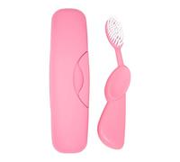RADIUS Spazzolino da denti originale grande, senza BPA, ADA accettato, mano sinistra, pennello rosa con custodia rosa